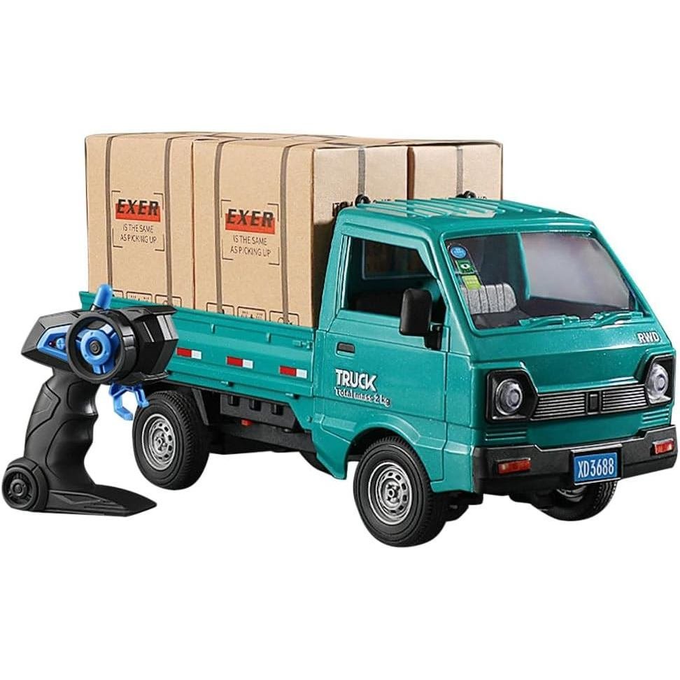 GoolRC Remote Control Car Kei Truck, 1:16 Scale RC Transport Pickup Truck with Spray and Light, 2.4G