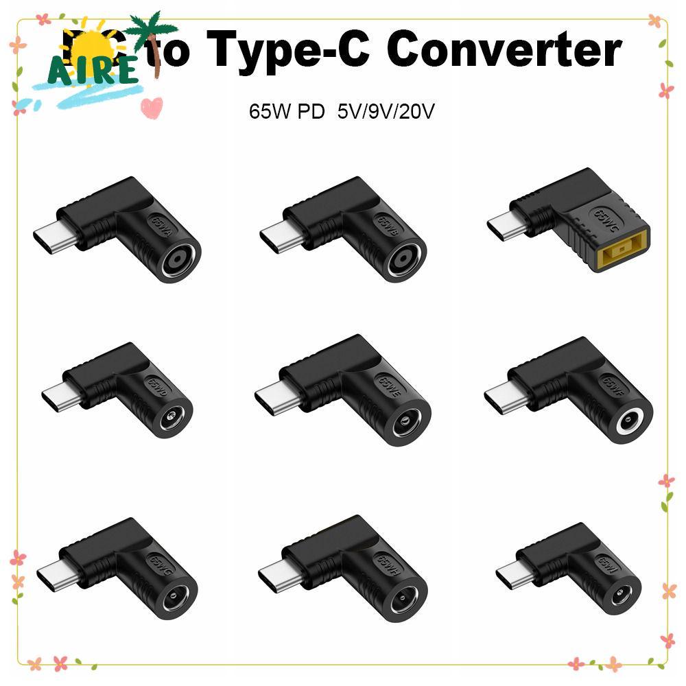 AIRE DC to Type C Converter 5v 9v 12v USB C Connector 5.5X2.5 7.4X0.9 4.5X0.6mm PD 65W สําหรับ //