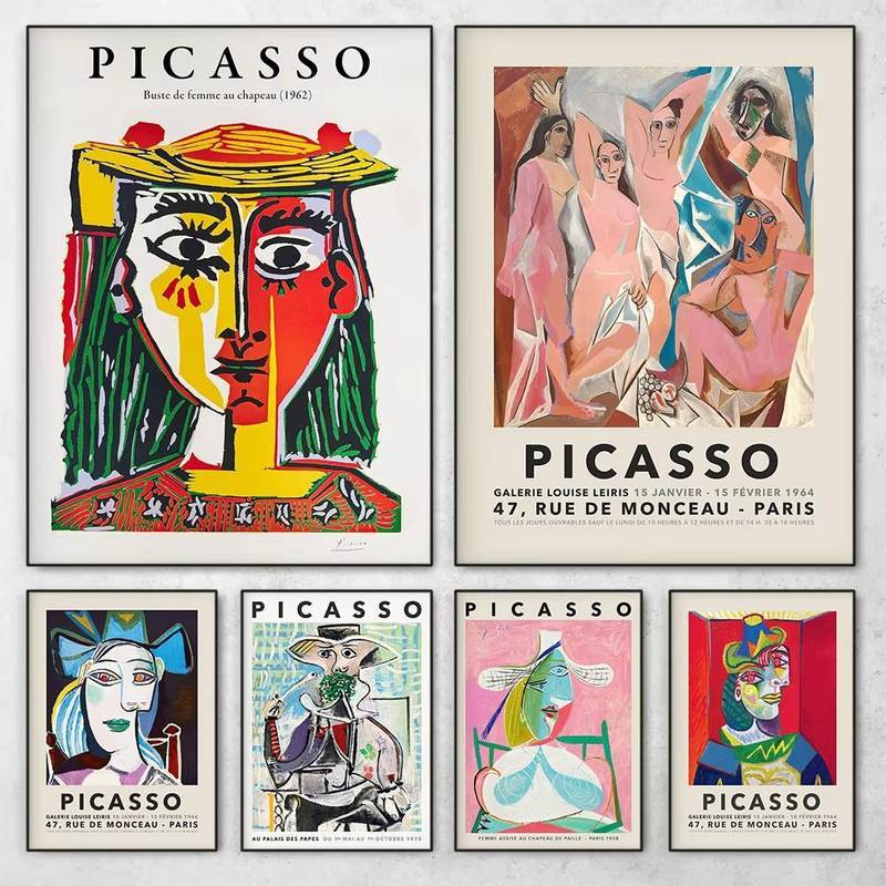 Poสเตอร์ศิลปะสurrealist Pablo Picasso สำหรับการตกแต่งบ้านและห้องนั่งเล่น