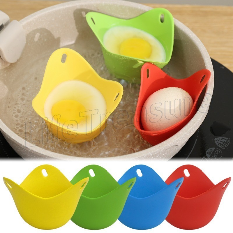1/4 ชิ้นซิลิโคนไข่ Poacher ถ้วย - Non Stick Pan Egg Steamer ถาด - แบบพกพาไข่แม่พิมพ์ถาด - สําหรับไมโครเวฟ Air Fryer - เครื่องต้มไข่ถ้วยแม่พิมพ์ -ครัวทําอาหารไข่ Gadget
