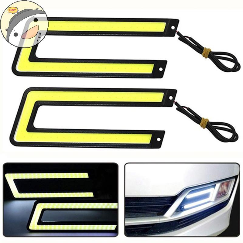 Lanf 1PC U-Shaped 12V LED COB รถ Auto DRL ขับรถกลางวันวิ่งโคมไฟหมอก EN