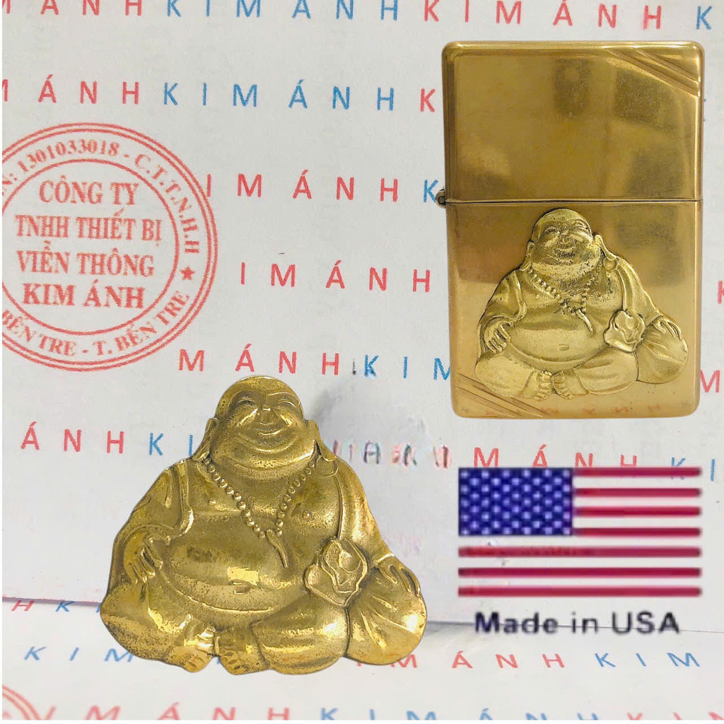 สติ๊กเกอร์ Zip po ตกแต่ง Eblem พร้อมธีมพระ Maitreya วัสดุทองเหลืองทึบ สินค้าอเมริกันมาตรฐาน