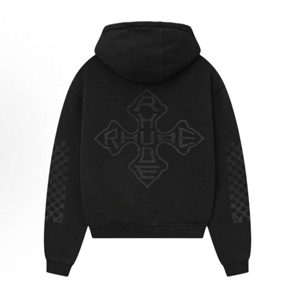 RHUDE เสื้อฮู้ดแบบไขว้ พิมพ์ลายโลโก้ ดีไซน์บรรเทา