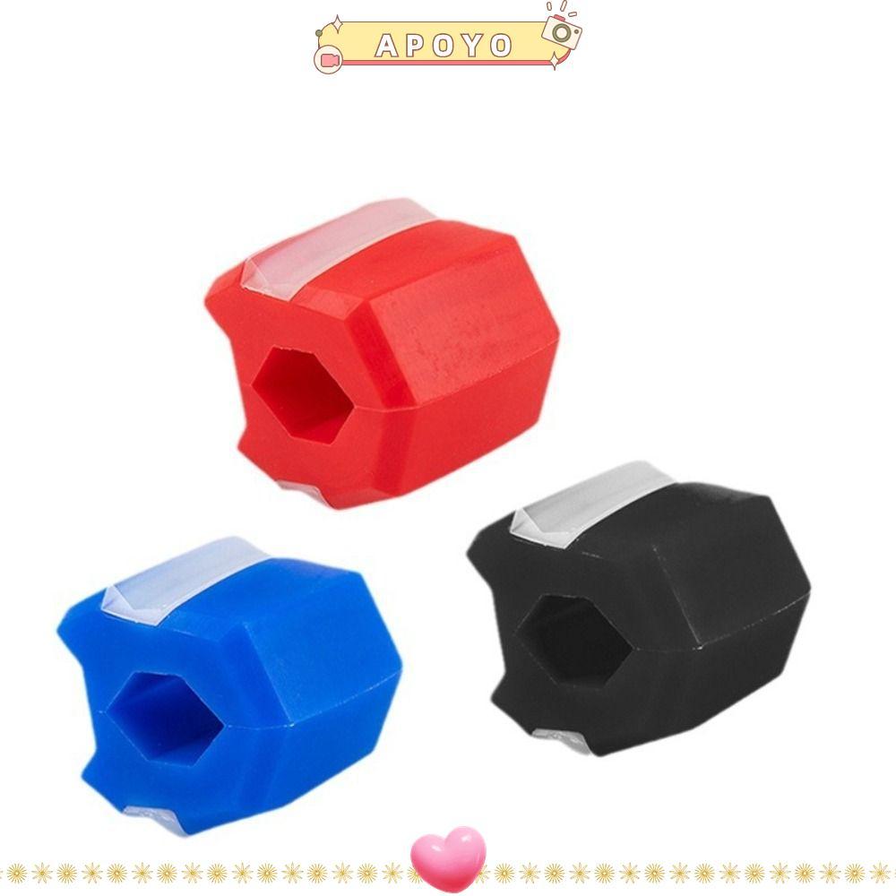 APOYO Jaw Exerciser, ซิลิกาเจลซิลิโคนเกรดอาหาร Jawzr Trainer, ทนทาน Anti-aging สีดําสีแดงสีฟ้า Jawli