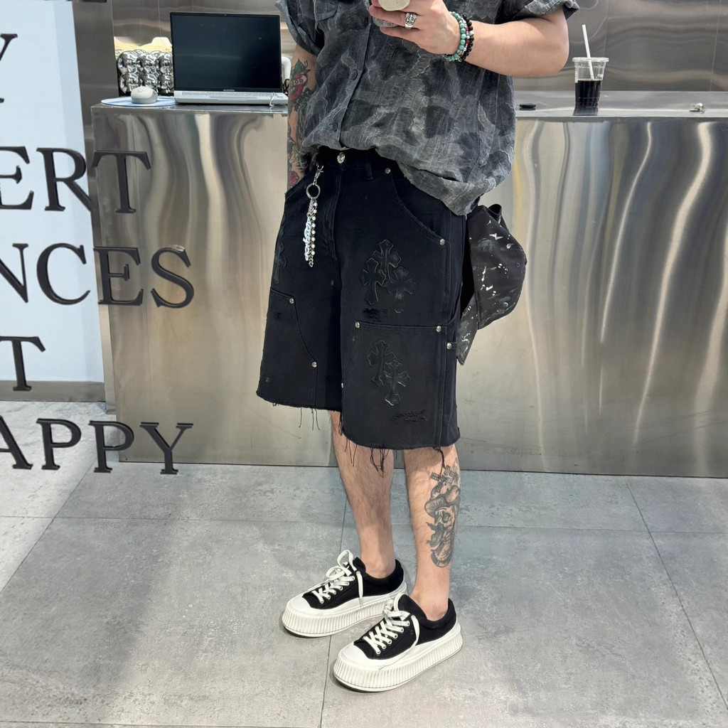 AR99 Chrome Hearts Kro Limited Series New City Limited Denim Shorts Unisex Five-Point Shorts
