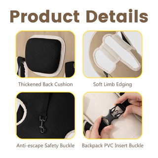 HamshMoc Dog Comfort Backpack การออกแบบตามหลักสรีรศาสตร์สายรัดระบายอากาศหัวเข็มขัดโลหะผสมสังกะสีใช้กลางแจ้ง