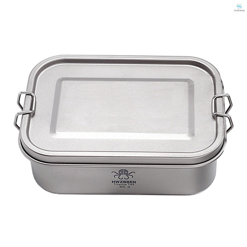 Camping Bento Box Titanium Bento Box Outdoor 800ml Lunch Box Rectangle Food Storage Container