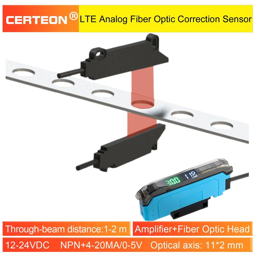 V61MA V61MV ไฟเบอร์ออปติกเครื่องขยายเสียง 4-20mA 0-5V เอาต์พุตอะนาล็อก, Digital Photoelectric Sensor