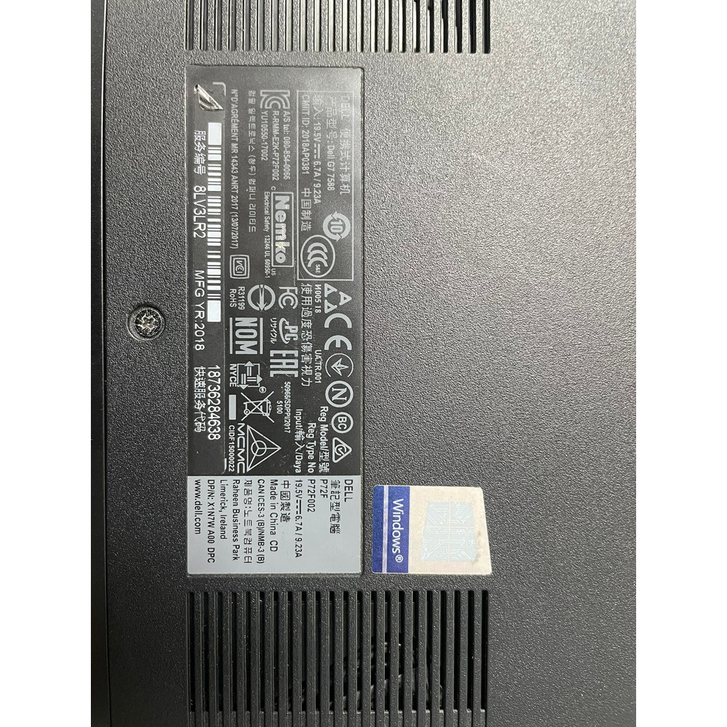 กราฟิกการ์ด Dell g7 7588 1060 Eating Chicken i5-8300H Alien