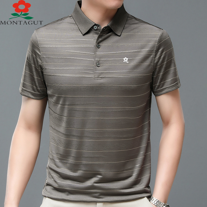 เสื้อยืดแขนสั้นผู้ชาย Montagut ปี 2023 ทำจากผ้าไหมแท้ สำหรับหนุ่มๆในฤดูร้อน