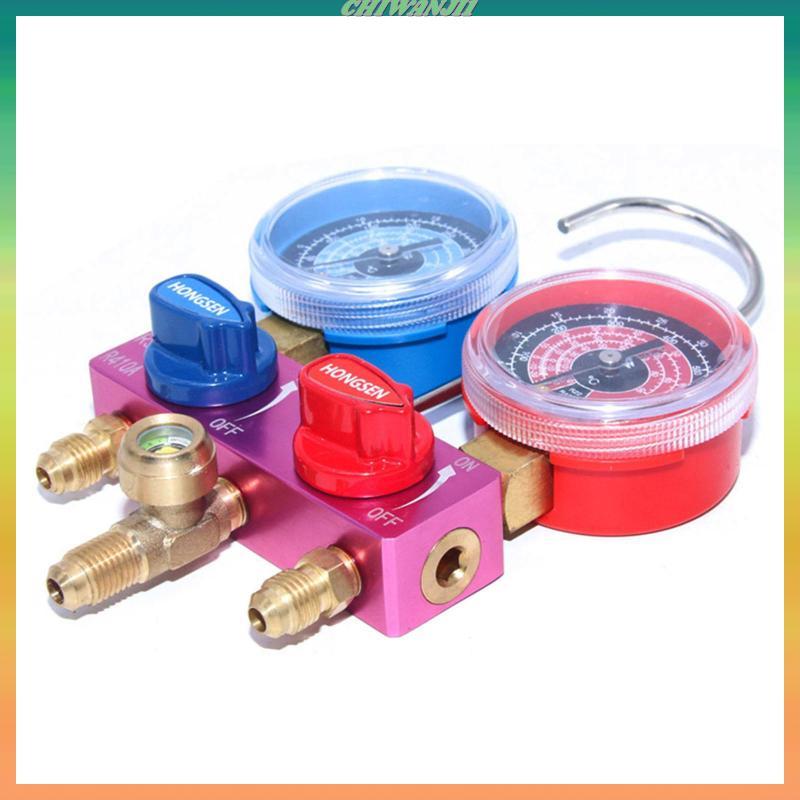 [ Chiwanji1] Mini Manifolds Gauge ลูกบิดโลหะ HVAC Gauges AC Gauge Manifolds Diagnostic HVAC เครื่องม