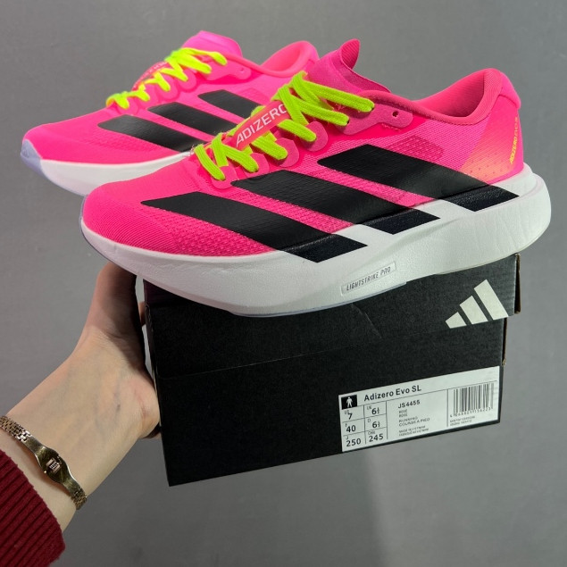 Adizero EVO SL รองเท้าวิ่งผู้ชายและผู้หญิงแผ่นคาร์บอน Adizero รองเท้ากีฬา JS4455