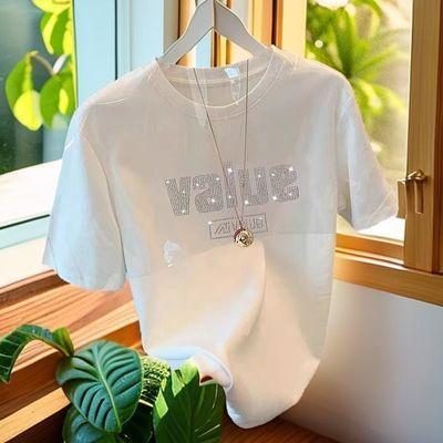 เสื้อยืดแขนสั้นผ้าคอตตอนเนื้อหนา 2025 ทรงตรง แฟชั่นฤดูร้อนใหม่ หลวม อเนกประสงค์ สำหรับผู้หญิง