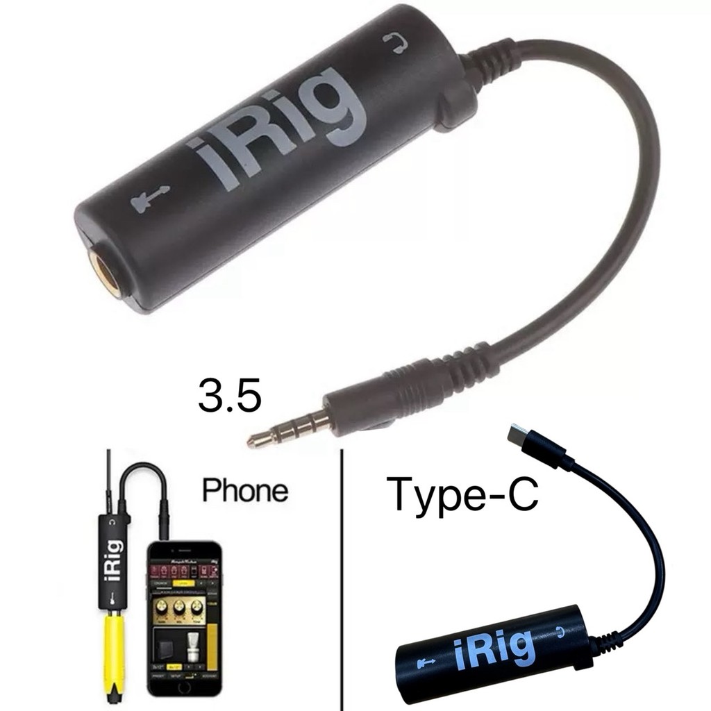 3.5/Type-C อุปกรณ์เชื่อมต่อกับ iPhone iRig AmpliTube Effect Guitar ใช้ได้ทั้งกีต้าร์และเบส