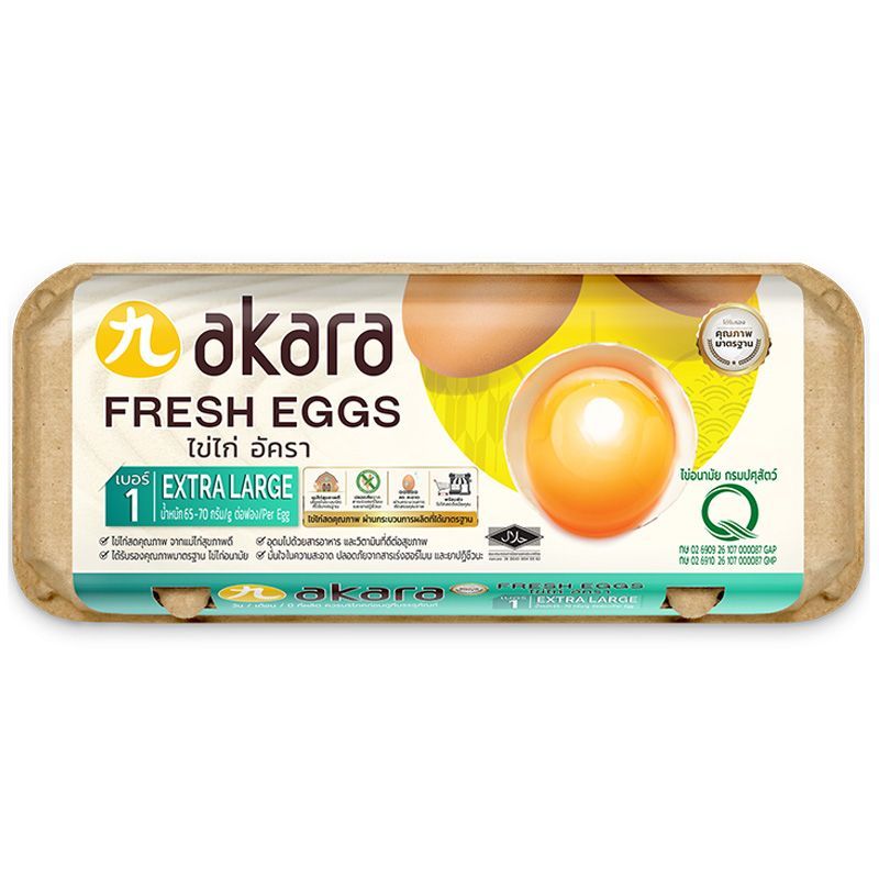 อัคราไข่ไก่เบอร์1 แพค 10ฟอง Akara Fresh Hen Egg No.1 Pack 10pcs. [หมายเลขบาร์โค้ด 8858912601103 ]