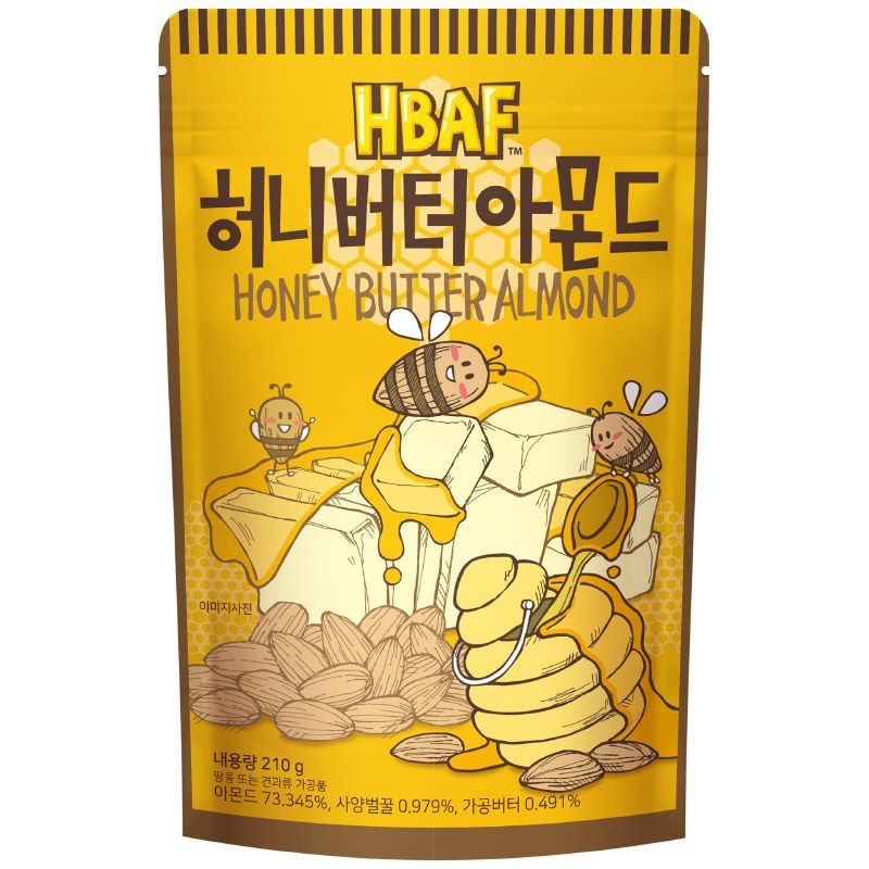 เอชบีเอเอฟอัลมอนด์อบรสเนยน้ำผึ้ง 190กรัม HBAF Honey Butter Almond 190g. [หมายเลขบาร์โค้ด 8809022200175 ]