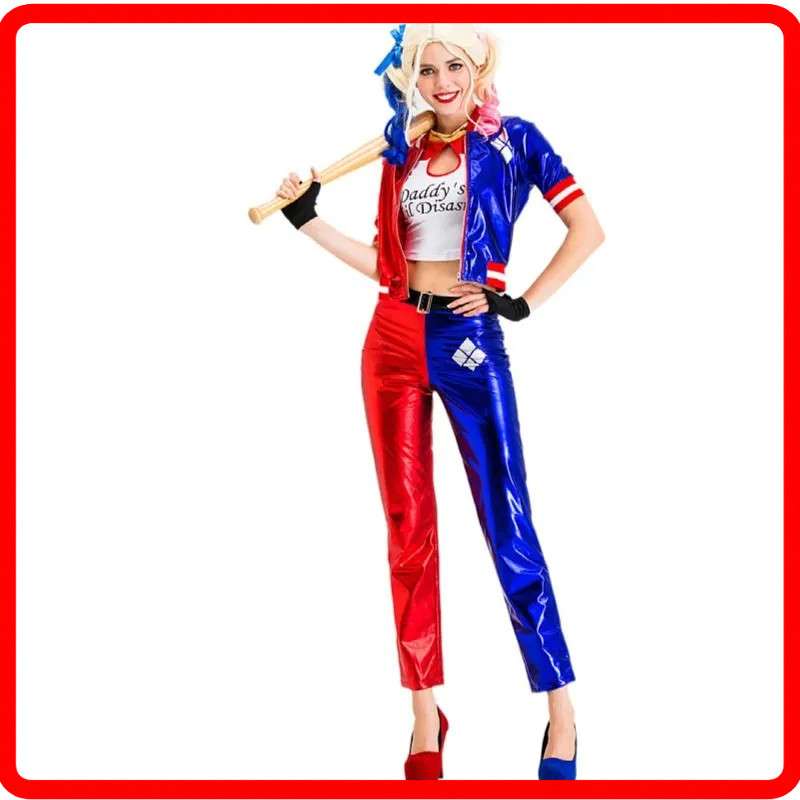 ชุดคอสเพลย์สยองขวัญ ในสต็อกฮาโลวีน Suicide Squad ชุด Harley Quinn คอสเพลย์ Circus Joker บทบาทเล่น Ha