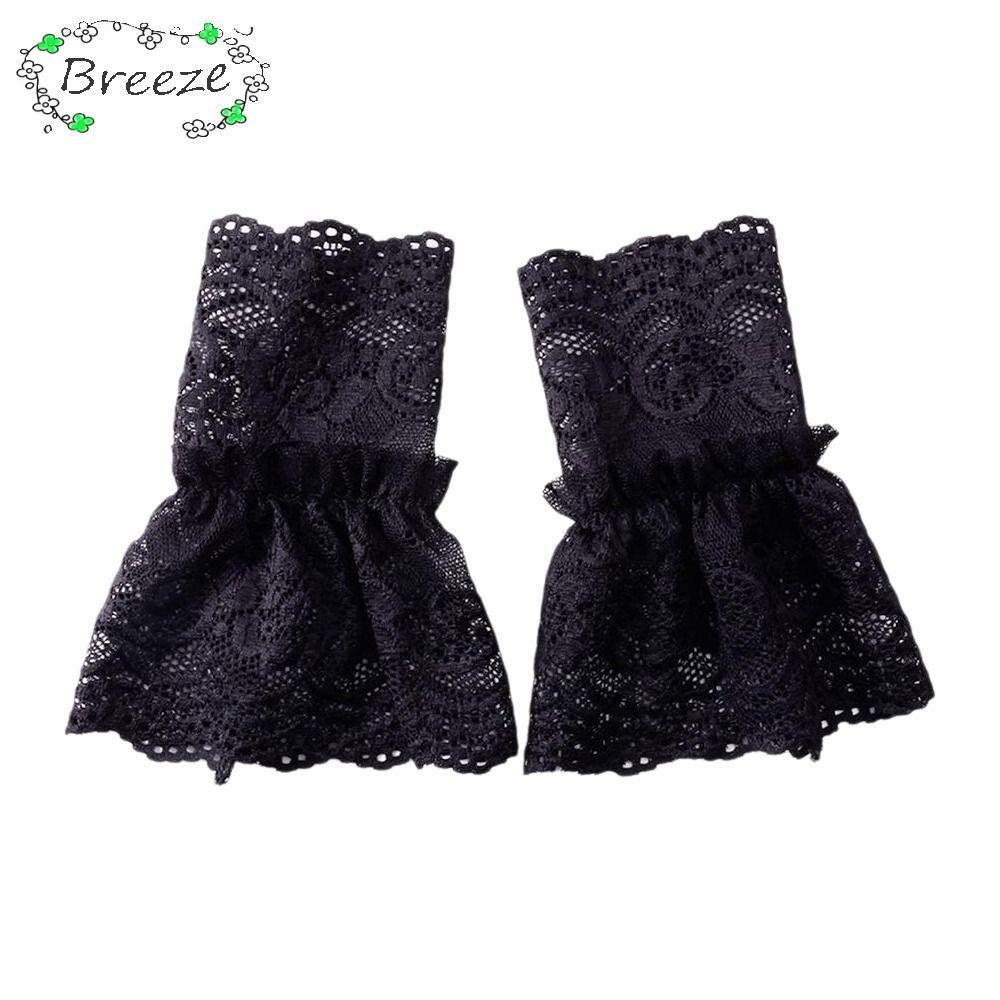 BREEZE Cuffs Cuffs, Hollow-out สีขาวสีดําปลอม Cuffs เสื้อกันหนาวที่ถอดออกได้
