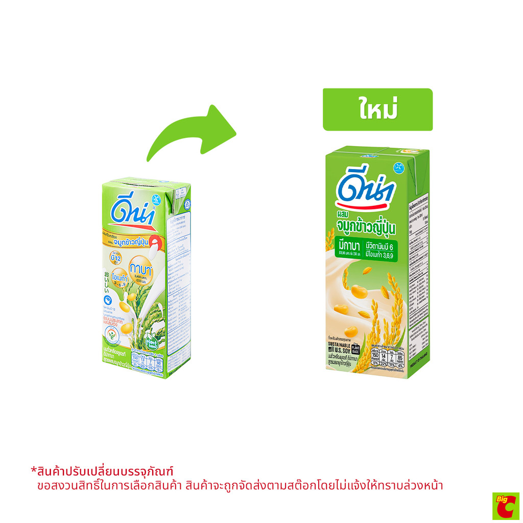 [สินค้าส่งด่วน] ดีน่า กาบา นมถั่วเหลืองยูเอชที สูตรผสมจมูกข้าวญี่ปุ่น เจ 230 มล.