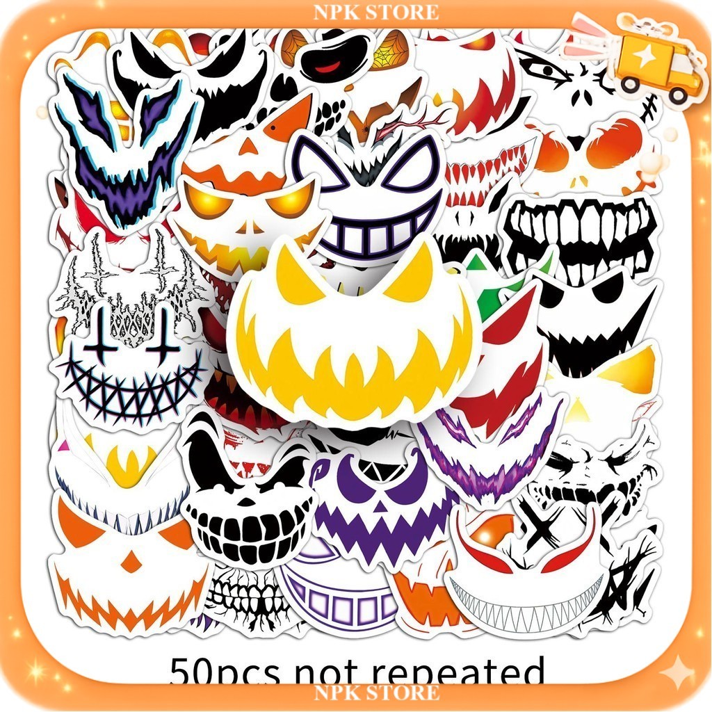 🔥🇹🇭พร้อมส่ง🇹🇭🔥 50แบบ สติกเกอร์ หน้าผี ฮาโลวีน  ghost face Demon horror halloween sticker