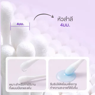 Konvy Cotton Swabs Bag Packaging 100pcs คอนวี่ สำลีแบบก้าน 2 หัว.
