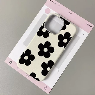 แฟชั่นดอกไม้สีดำน่ารักเข้ากันได้เคสไอโฟน 11 17 AIR 16 15 13 12 14 Pro Max 15 7 8 Plus XR X XS Max SEเลนส์โลหะหรูหราคส