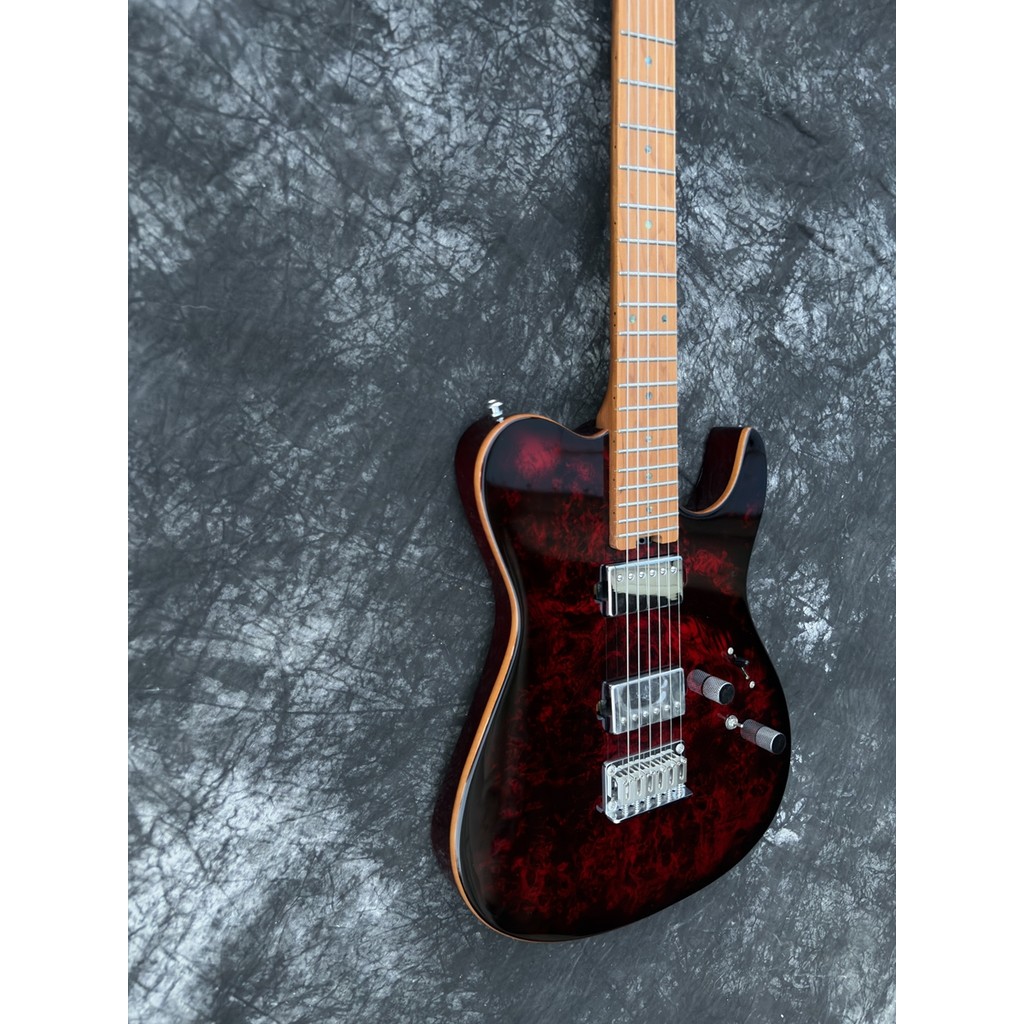 Volgoa VTL-2 กีตาร์ไฟฟ้า Matte Burl รูปวีเนียร์กีตาร์มืออาชีพ