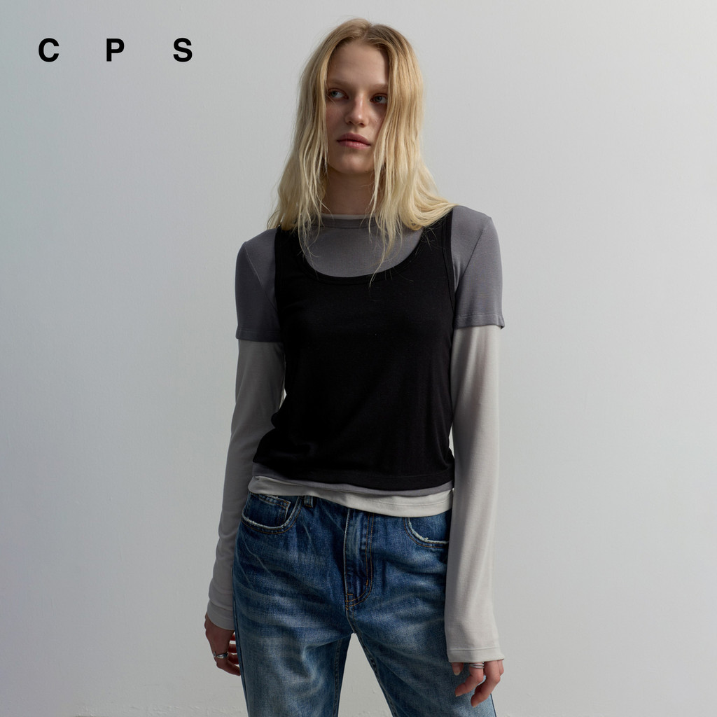 CPS เสื้อซ้อนเลเยอร์ ผู้หญิง LAYERED RELAXED LONG-SLEEVE TOP รุ่น C26WGWA034 (AW26#A1)