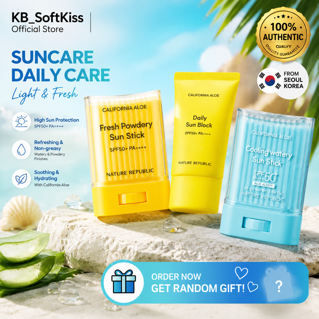 NATURE REPUBLIC Blue Sun Stick 24g Yellow Sun Stick 24g ครีมกันแดด 57ml ชุด SPF50 PA+++ All-in-One Sun Protection สําหรับ Face Body Travel Size