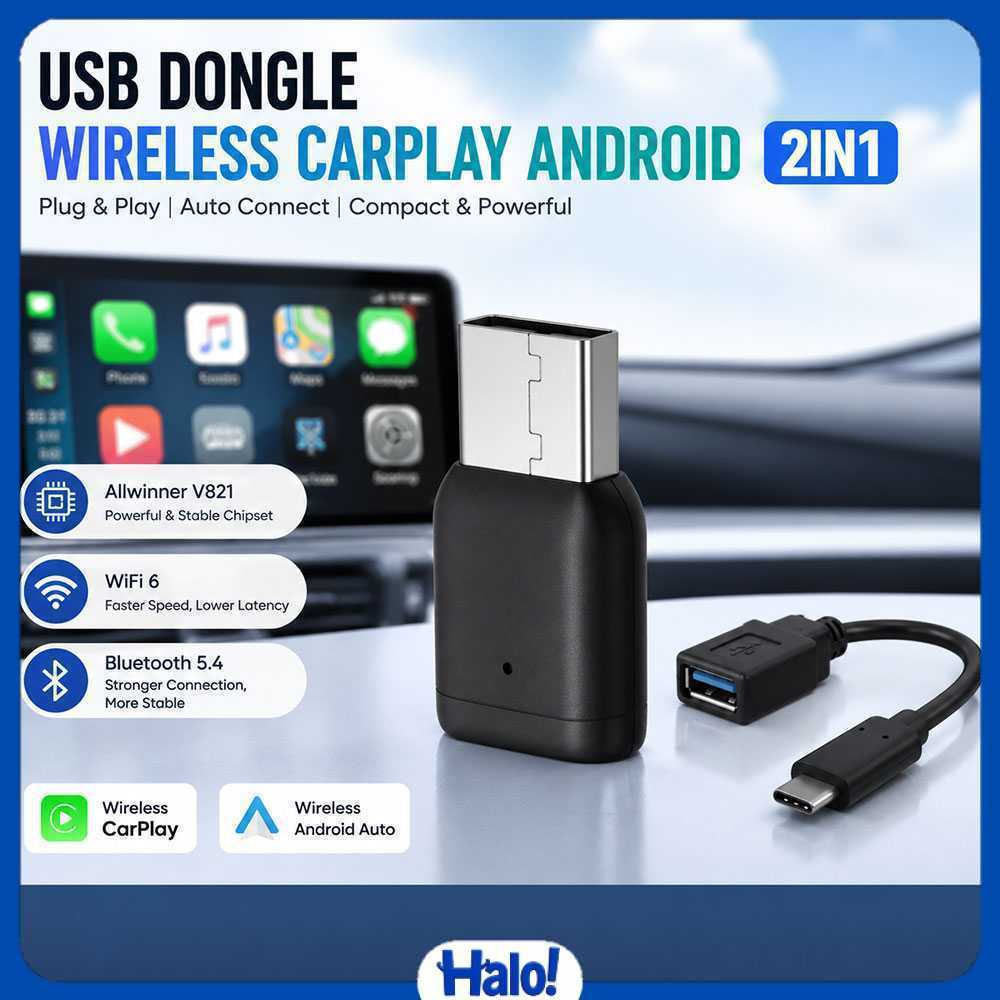 อะแดปเตอร์อัตโนมัติ Android CarPlay แบบมีสาย USB 2in1 - X8