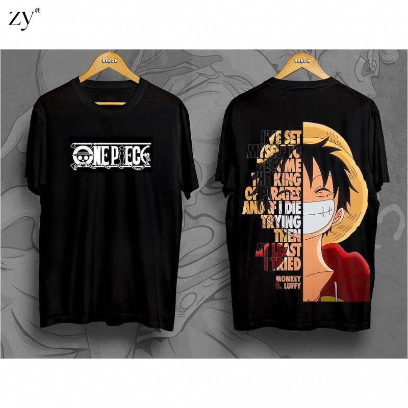 ZY 2026 เสื้อยืดวันพีซ แฟชั่นหลากหลายลาย Unisex เสื้อคู่รัก สีดำ ไซส์ S-3XL