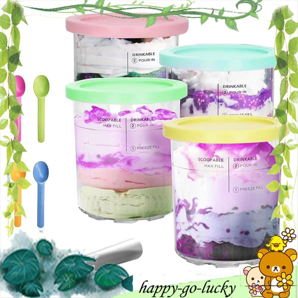ภาชนะไอศกรีมสําหรับ Creami Pints และฝาปิด 24oz ถ้วย Creami Deluxe NC501 NC500 Series พร้อม Scoops อะ