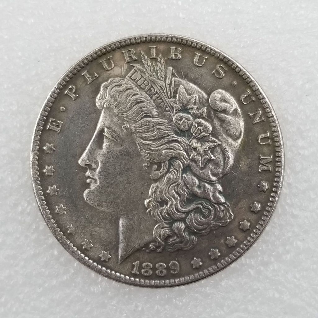 งานฝีมือโบราณ 1889 วัสดุทองเหลืองทองเหลืองชุบเงิน Morgan Distressed Silver Dollar ต่างประเทศเงิน Dol