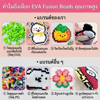 ลูกปัด Perler 2.6มม แพ็กเติม 1000 เม็ด วัสดุ PE ปลอดภัย สีขายดี สีพื้น ดำ ขาว เม็ดแน่น รีดง่าย ราคาส่ง ซื้อเยอะยิ่งคุ้ม