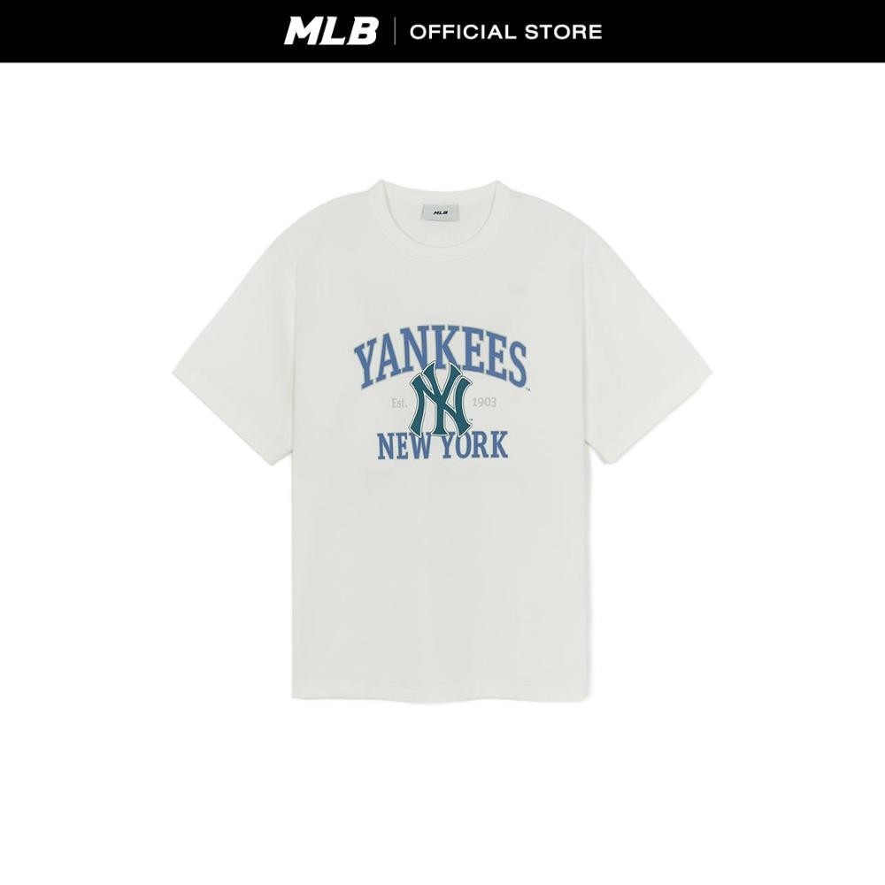 MLB เสื้อยืด ยูนิเซ็กส์ Varsity Sportive Over Fit T-Shirts รุ่น 3ATSV0554 50IVS สีขาวงาช้าง