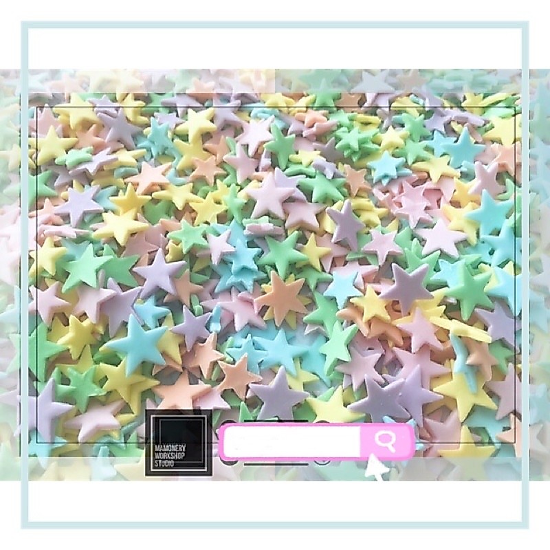⭐️🌟น้ำตาลแต่งเค้ก ดาวเล็กคละสีพาสเทล / สีสดใส แบบคละ2ขนาด 15 กรัม 🌟✨