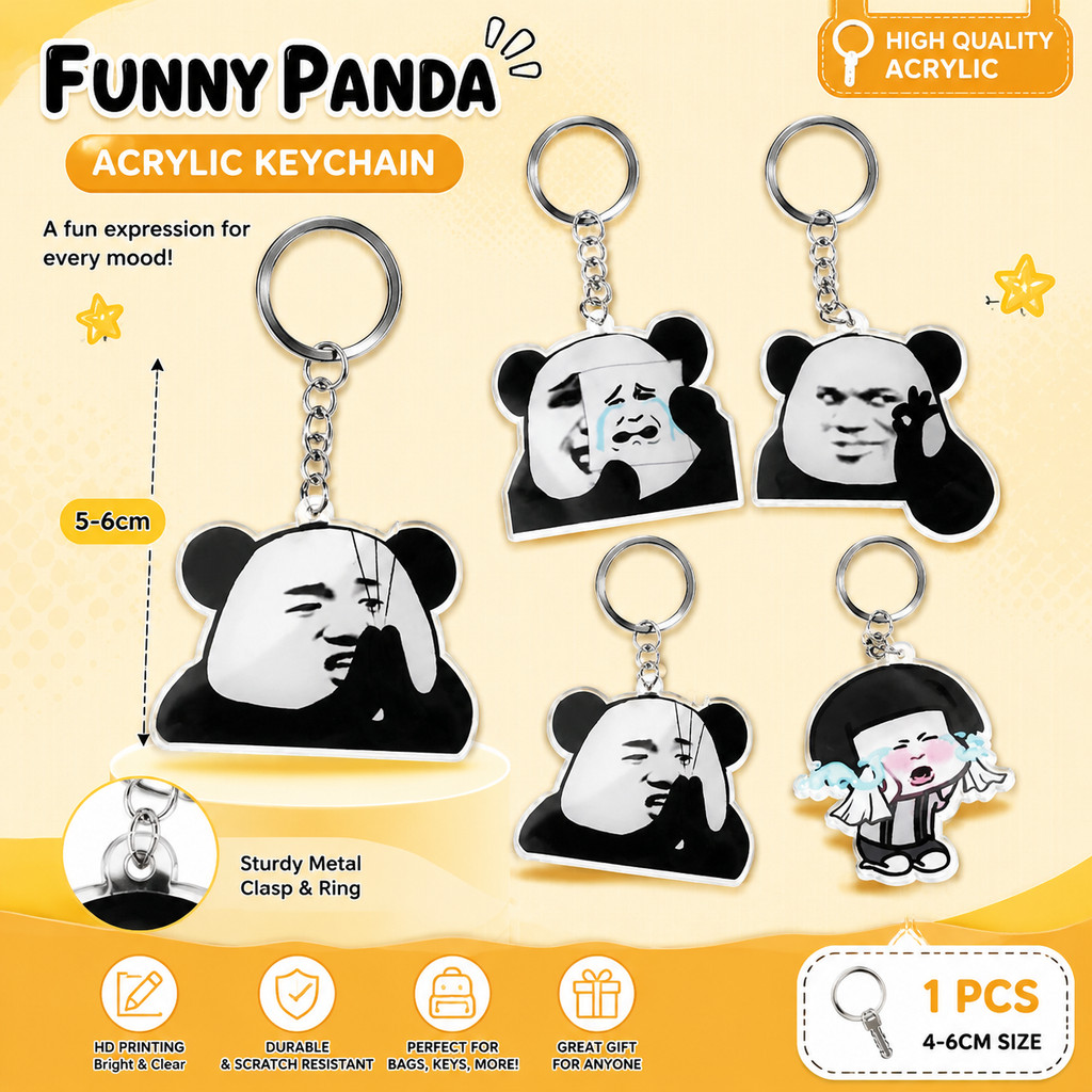 พวงกุญแจ Panda meme - พวงกุญแจไมก้า