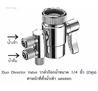 หัวต่อปลายก๊อก น้ำเข้า น้ำออก Divector Valve ใช้สำหรับสายน้ำขนาด 1/4 หรือ 2 หุน