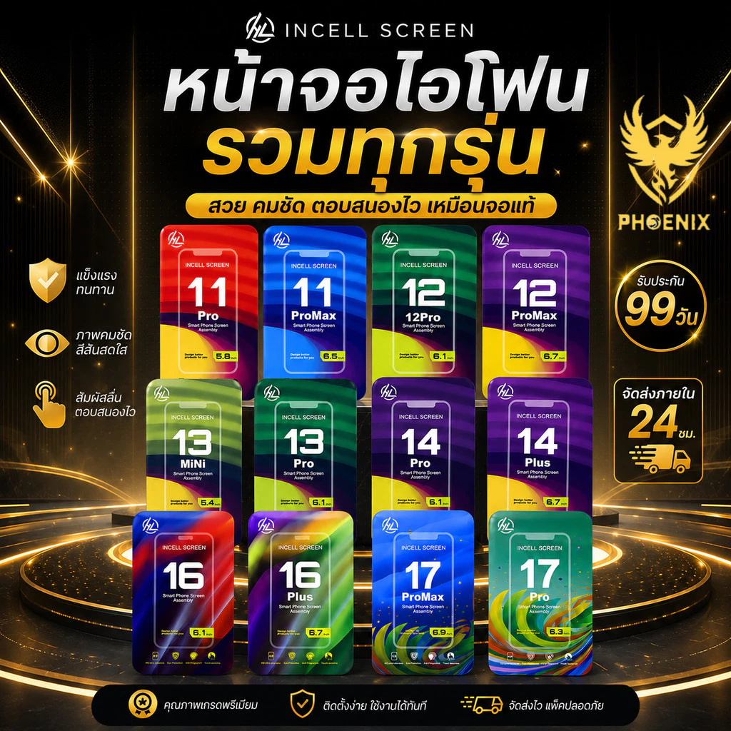 หน้าจอใช้สำหรับIphone (INCELL) HL รวมทุกรุ่นหน้าไอโฟน คุณภาพดีคุ้มค่ากับราคา รับประกันสูงสุด 99 วัน แถมชุดไขควง