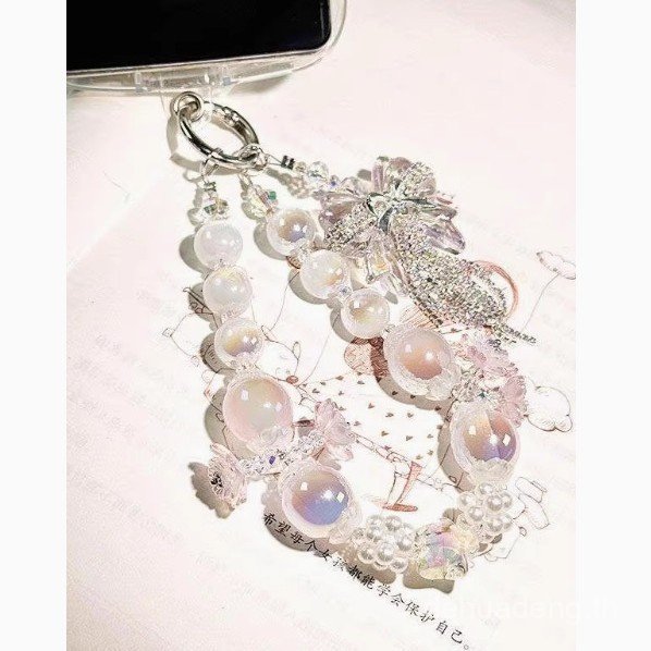 Ins สไตล์ Strobe คริสตัลลูกปัดโทรศัพท์มือถือ CHAIN เคสโทรศัพท์จี้รถพวงกุญแจ CHAIN หรูหราจี้ขายส่ง