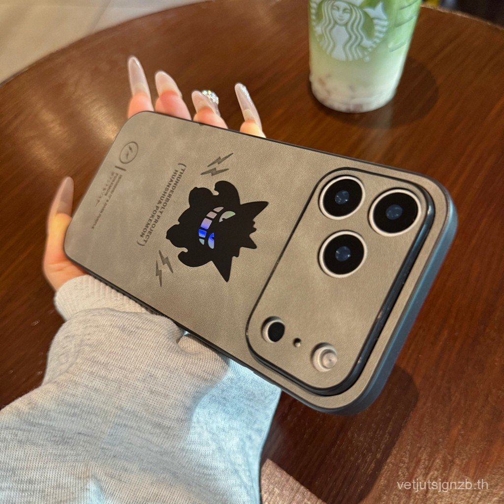 Suede Laser Gengar เหมาะสําหรับ iPhone17 เคสโทรศัพท์เลนส์รวมทุกอย่าง Backbone Apple 16 เคสป้องกันกัน