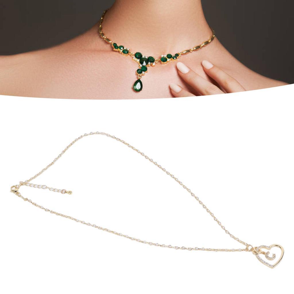 Hanhan1 Rhinestone Letter C จี้สร้อยคอผู้หญิงแฟชั่นทองแดงรูปหัวใจเครื่องประดับ