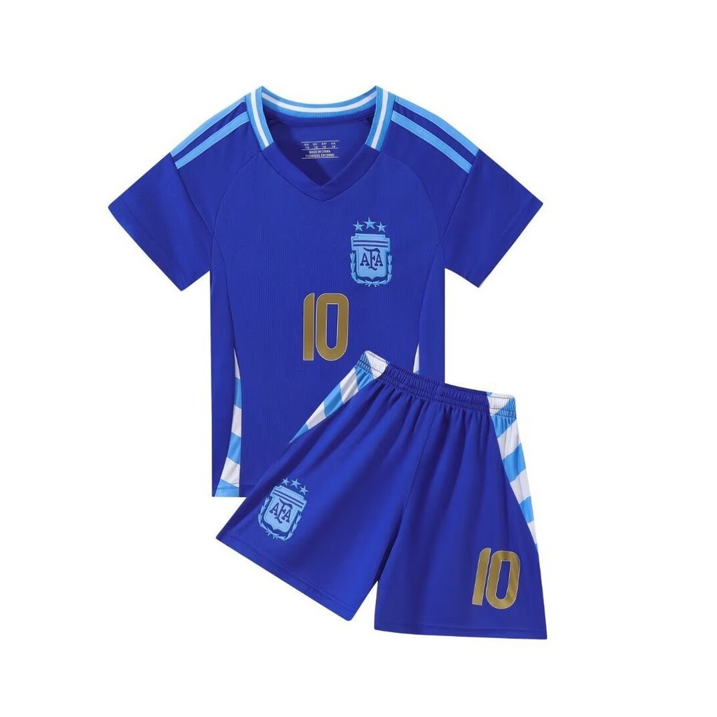 2024 อาร์เจนตินา ห่างออกไป เลขที่. 10เสื้อฟุตบอลชุดเสื้อฟุตบอลเด็กฤดูร้อนขนาด14-30ขนาด