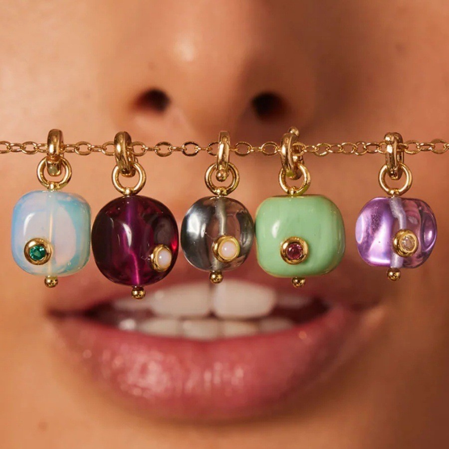 จี้ Malachite Tiger Eye ธรรมชาติ Shiny Zircon Evil Eye Charm สําหรับสร้อยคอ DIY DB6M