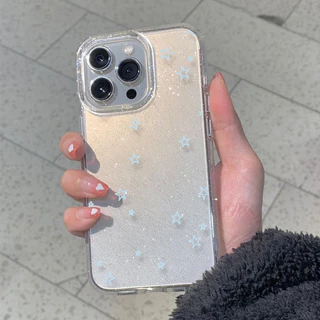เคส iPhone 17 16 Pro Max iPhone 11 เคสใสแบบแวววาว TPUนุ่มสีสันสดใส ดาวห้าแฉกสีสันสดใส Compatible iPhone15 Pro max 14 13