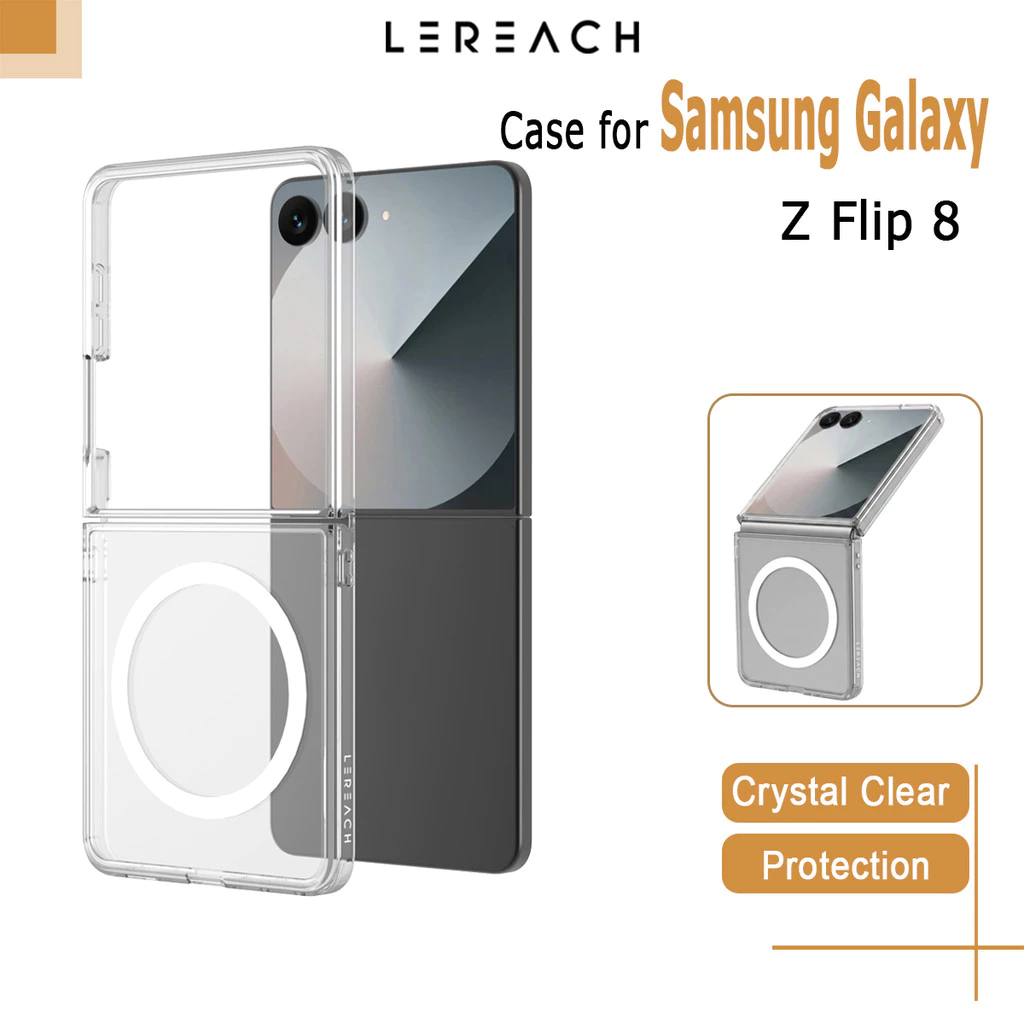สําหรับ Samsung Galaxy Z Flip 8 Magnetic Case LeReach TOC Flip8 โปร่งใสกรณี Anti-Fall Ultra-Thin กันกระแทก