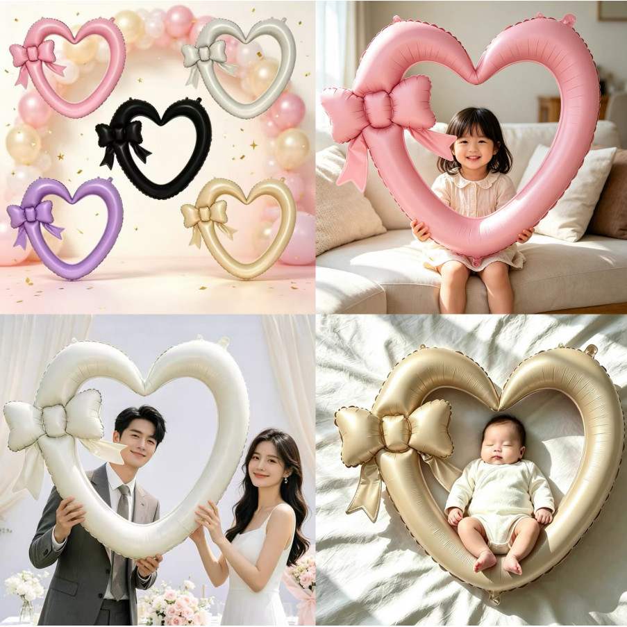 153เซนติเมตรกรอบรูปหัวใจรักโบว์อลูมิเนียมฟิล์มบอลลูนกลวงหัวใจวันวาเลนไทน์วันเกิดโบว์บอลลูนตกแต่งงานเลี้ยงวันเกิดพรรคตกแต่งวันเกิดบอลลูนพรรคอ