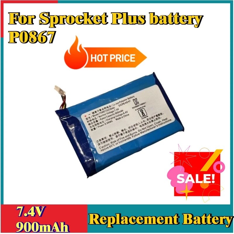 ยี่ห้อใหม่เปลี่ยนแบตเตอรี่ 7.4V 900mAh สําหรับ Sprocket Plus แบตเตอรี่ P0867