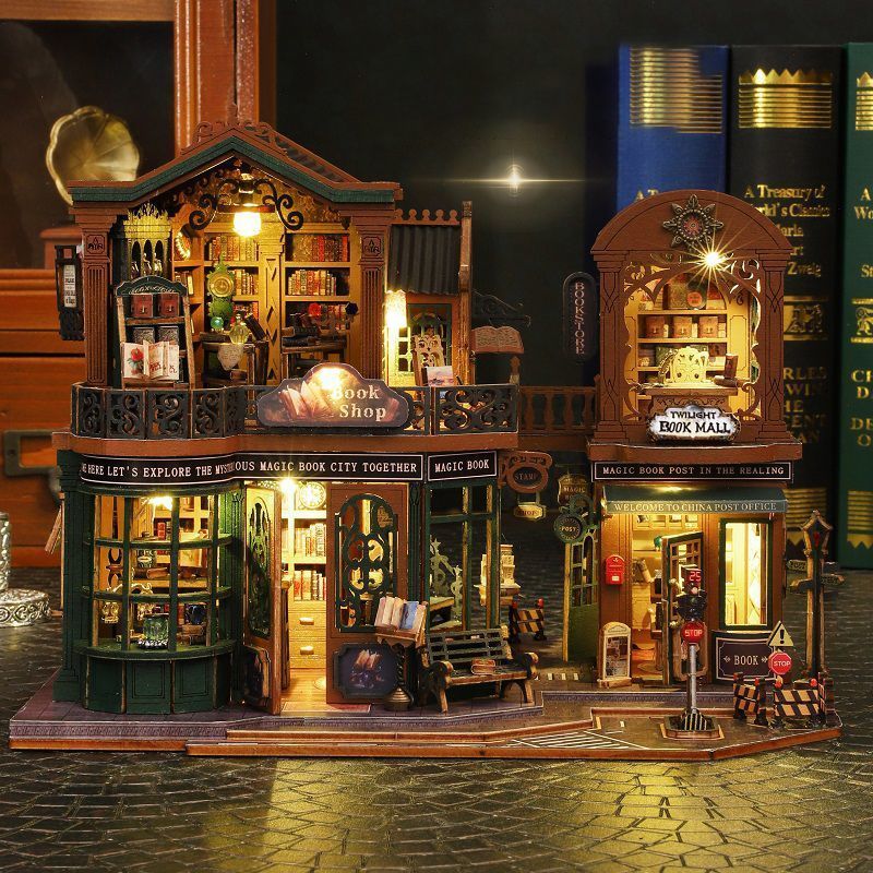 Twilight Book City diy ห้องโดยสารทําด้วยมือประกอบรุ่นสามมิติฉากอาคาร House ของเล่นสร้างสรรค์ของขวัญว