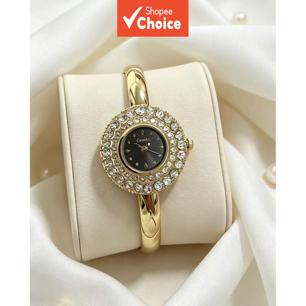 นาฬิกาสําหรับผู้หญิงกันน้ําสแตนเลส Relo Silver Gold Diamond สร้อยข้อมือรอบของขวัญหรูหรา